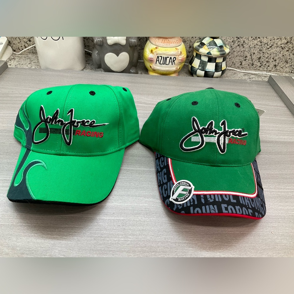 NWT TWO VINTAGE JOHN‎ FORCE RACING CAPS